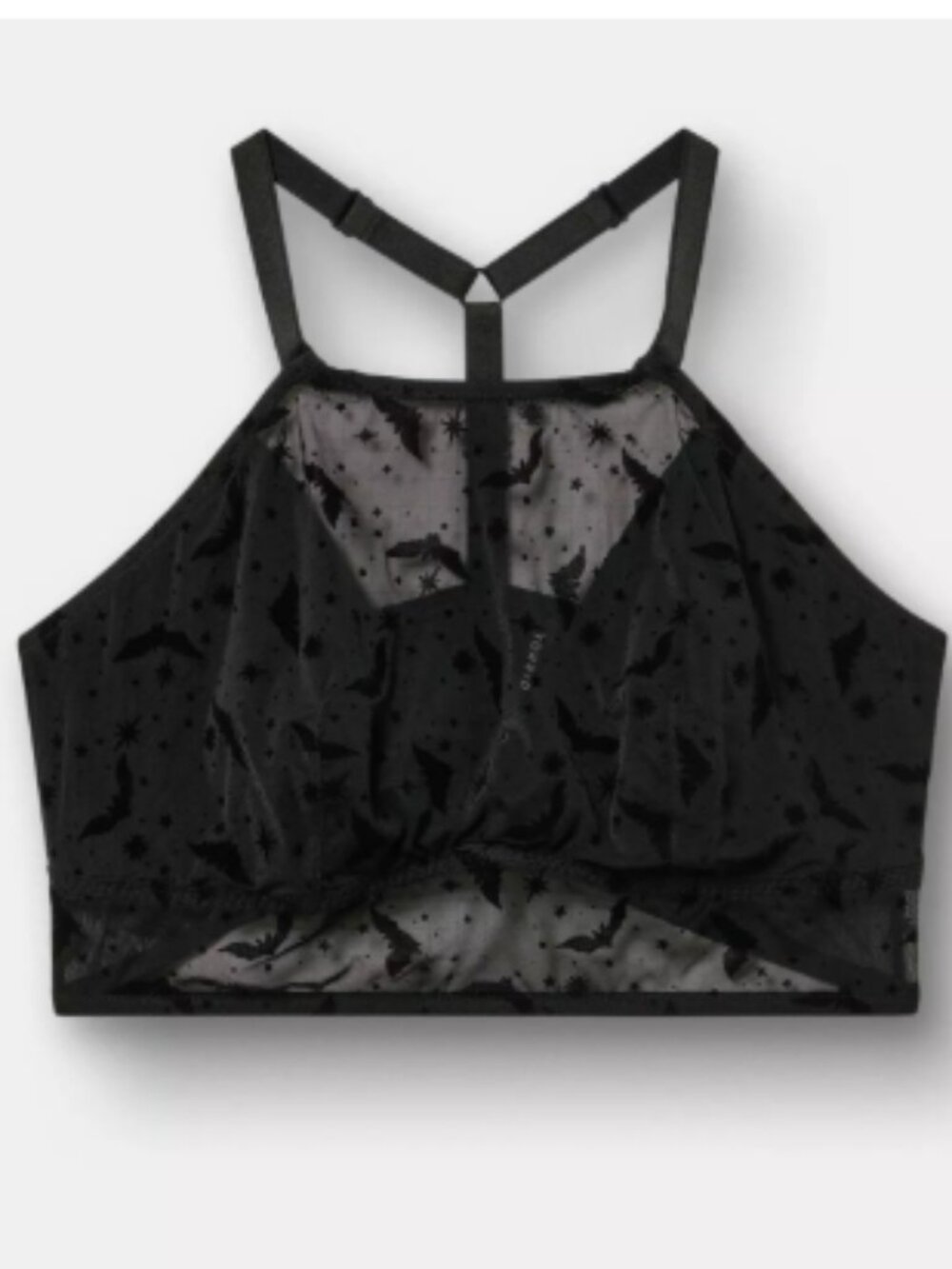 Unlined Flocked Bat High Neck Bralette